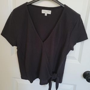 Madewell Black Side Tie V Neck